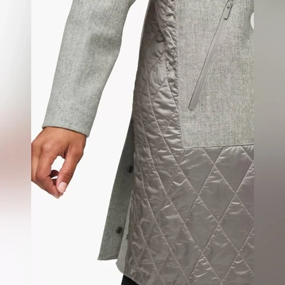Lululemon Roam Far Wool Coat. Gray. Size 8. - Picture 5 of 9